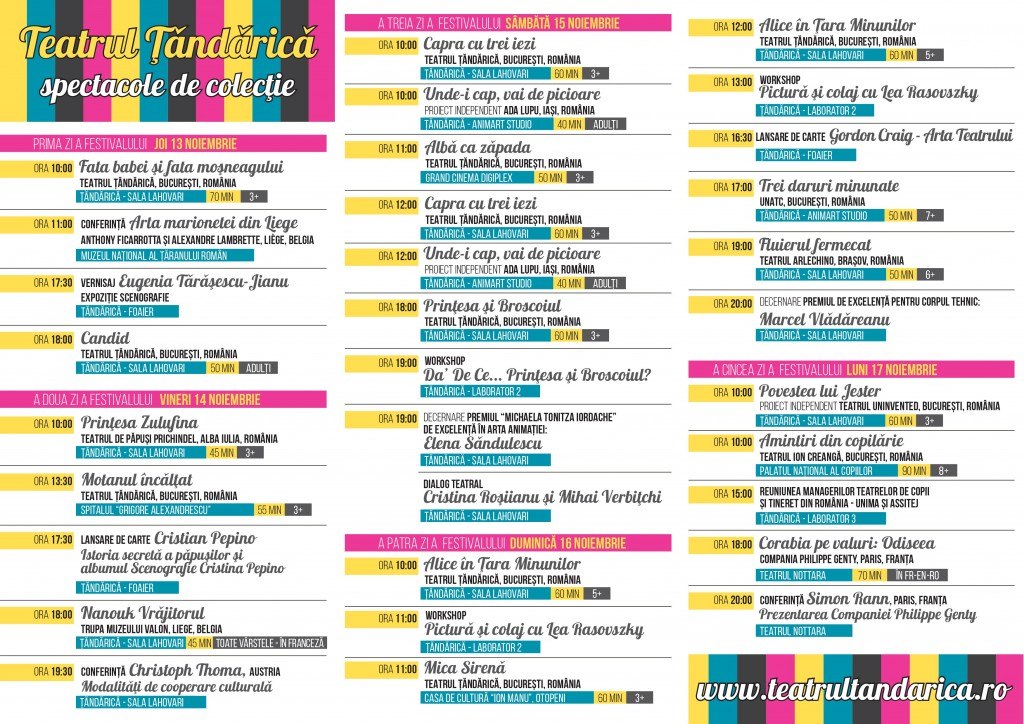 Program Festival Teatru de animatie Tandarica