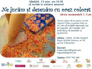 atelier senzorial copii 1-3 ani orez colorat