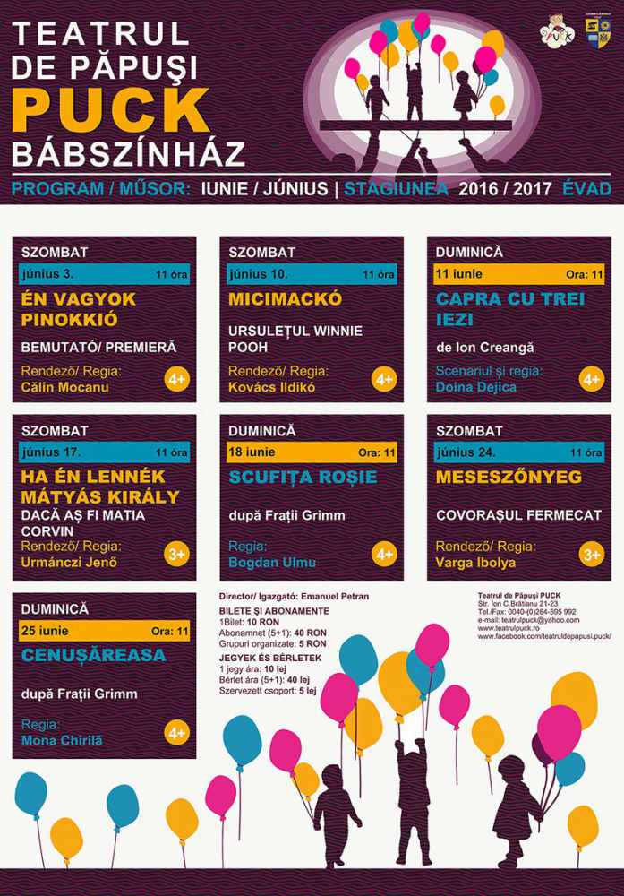 Programul Teatrului de Păpuşi Puck