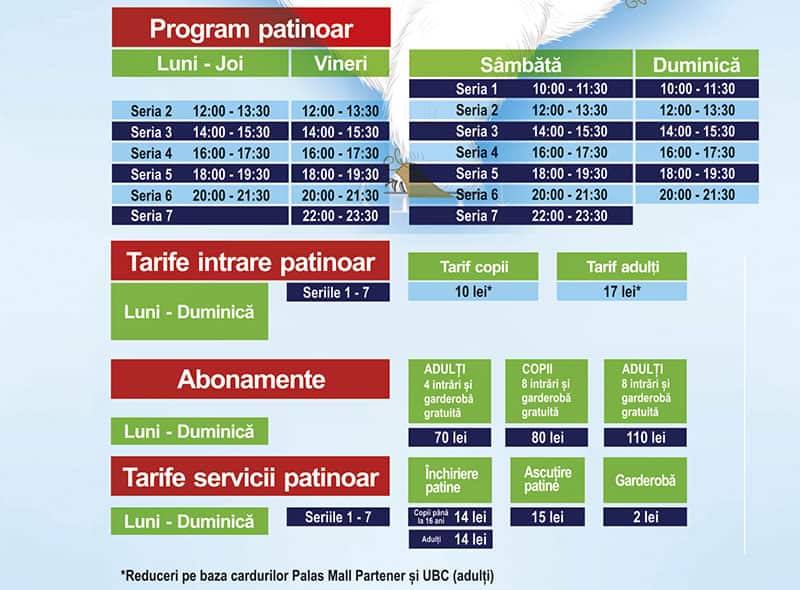 Palas Ice. Patinoar in Aer Liber la Iasi program